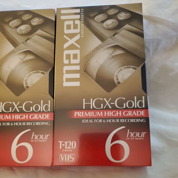 Lot Of 5 Maxell HGX-Gold Video VHS Tapes T-120 Brand New Sealed - Picture 4 of 6